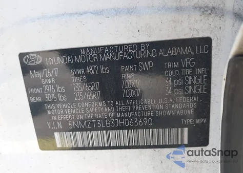 2018 Hyundai Santa Fe Sport 2.4L из США, поврежденный, VIN 5NMZT3LB3JH063690